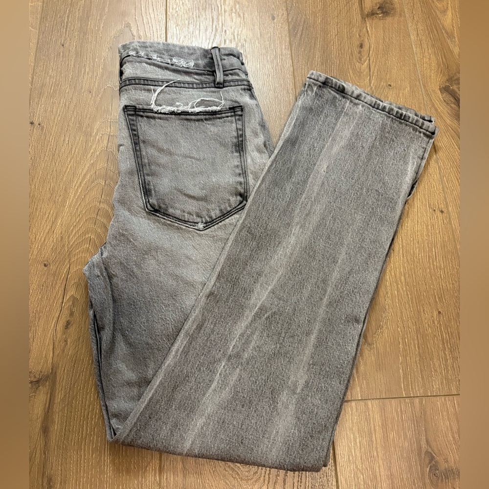 Good American Faded Black Denim Good Boy Slit Jeans 8/29” Women’s Designer Pants
